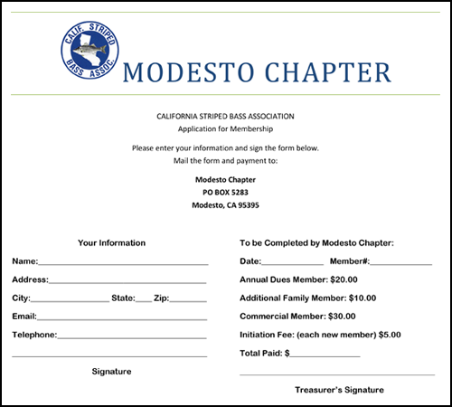 Modesto Membership Form Download